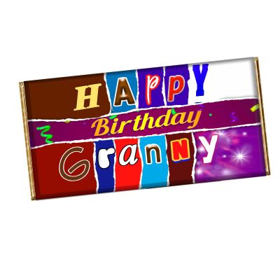 Happy Birthday Granny Chocolate Bar Wrapper Novelty Gift For Grandmother Nana CH-527 (with chocolate)