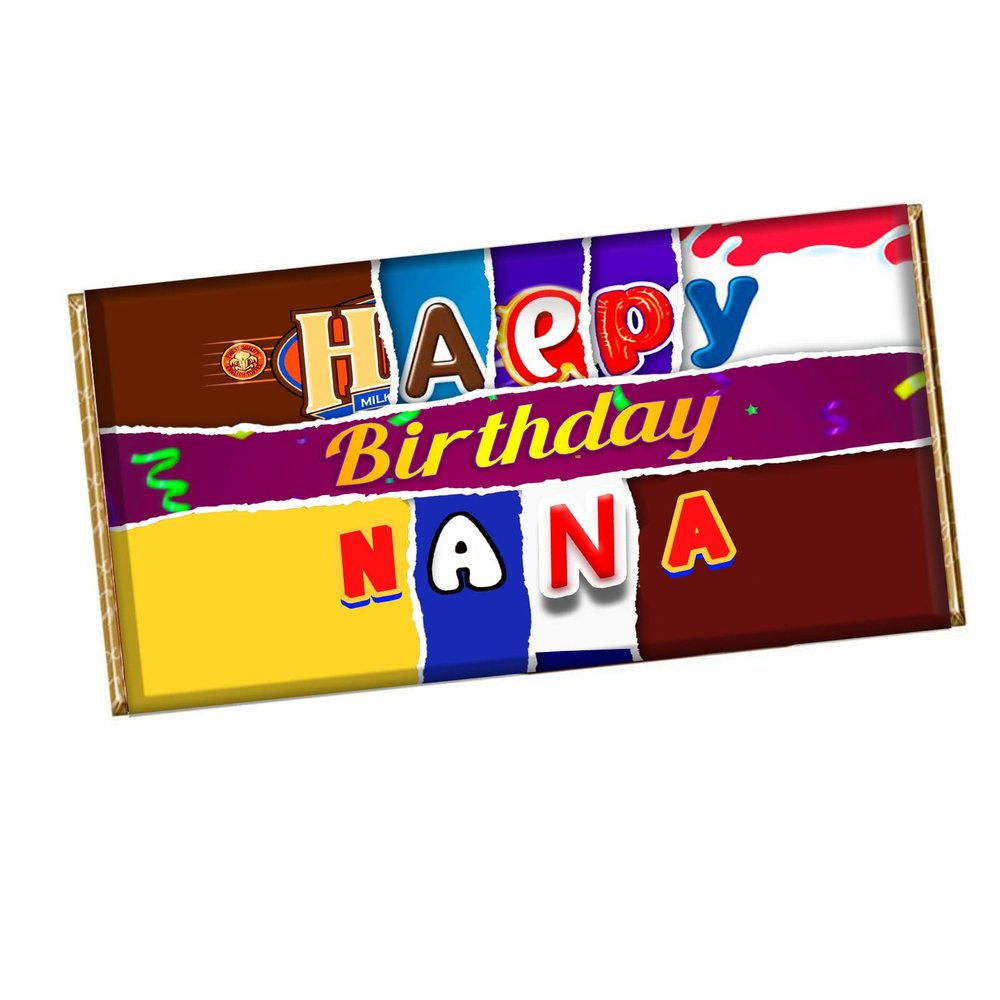 Happy Birthday Nana Chocolate Bar Wrapper Novelty Gift For Grandmother Granny CH-528 (with chocolate)