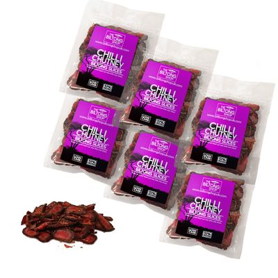 6 x 58g Bags Chilli Chutney Slices Beef Biltong THE BILTONG SHOP High Protein Savoury Low Carb Snack