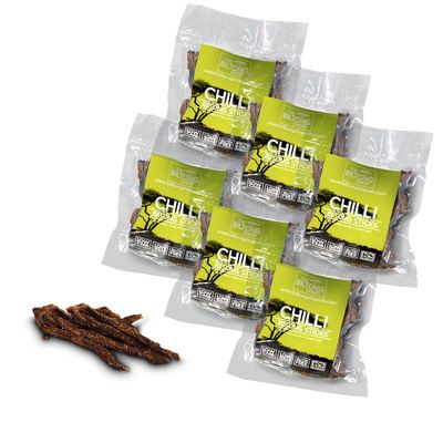 6 x 58g Bags Chilli Sticks Beef Biltong THE BILTONG SHOP High Protein Savoury Low Carb Snack