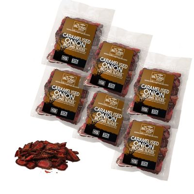 6 x 58g Bags Caramelised Onion Slices Beef Biltong THE BILTONG SHOP High Protein Savoury Low Carb Snack
