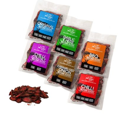 6 x 58g Bags Ultimate Slices Selection Beef Biltong THE BILTONG SHOP High Protein Savoury Low Carb Snack