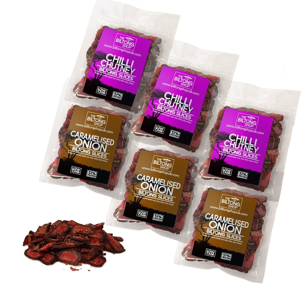 6 x 58g Bags Ultimate Sweet Selection Beef Biltong THE BILTONG SHOP High Protein Savoury Low Carb Snack