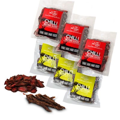 6 x 58g Bags Ultimate Hot Selection Beef Biltong THE BILTONG SHOP High Protein Savoury Low Carb Snack