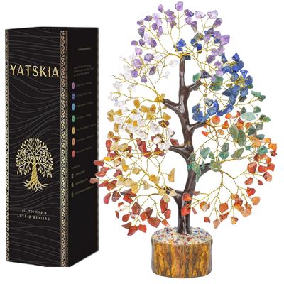 Chakra Tree, Crystal Tree for Positive Energy - Crystals and Healing Stones - Feng Shui Seven Chakra Tree, Tree of Life Decor - Metaphysical Gifts, Home Decorations for Living Room, 7 Chakra Tree