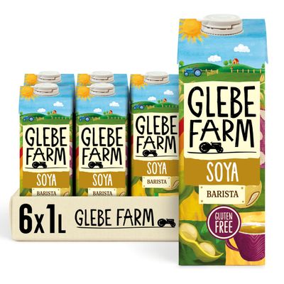 Glebe Farm Gluten Free Soya Milk, Healthy Dairy Free, Coffee Creamer & High Protein Soya Barista Milk For The Perfect Microfoam, Multipack, 6 x 1 litre