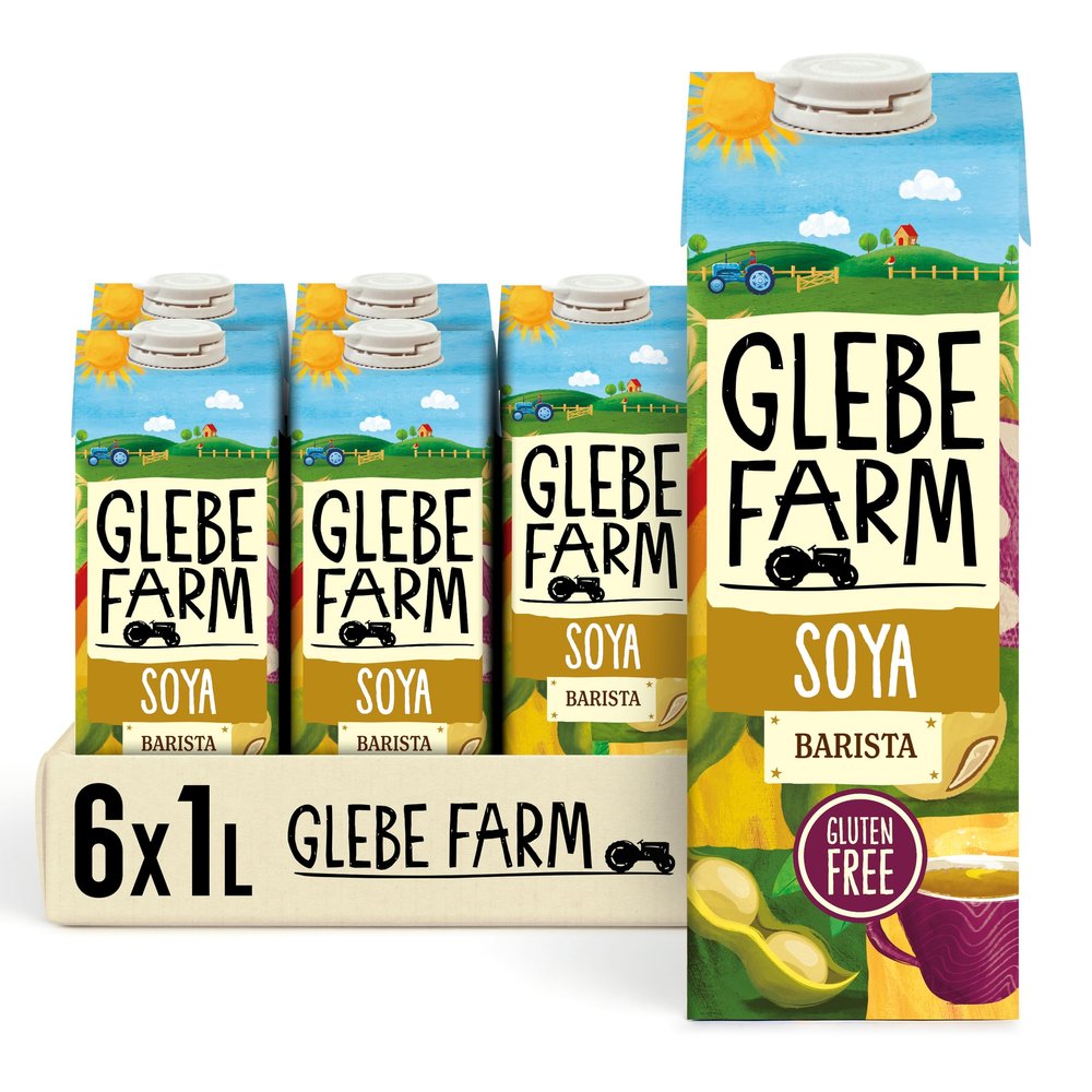 Glebe Farm Gluten Free Soya Milk, Healthy Dairy Free, Coffee Creamer & High Protein Soya Barista Milk For The Perfect Microfoam, Multipack, 6 x 1 litre