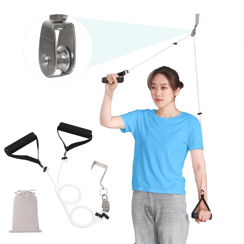 Fanwer Shoulder Pulley, Over The Door Exercise Pulley for Rotator Cuff Recovery, Arm Rehabilitation Over Head Pulley System, Increase Mobility  Flexibility Stretching