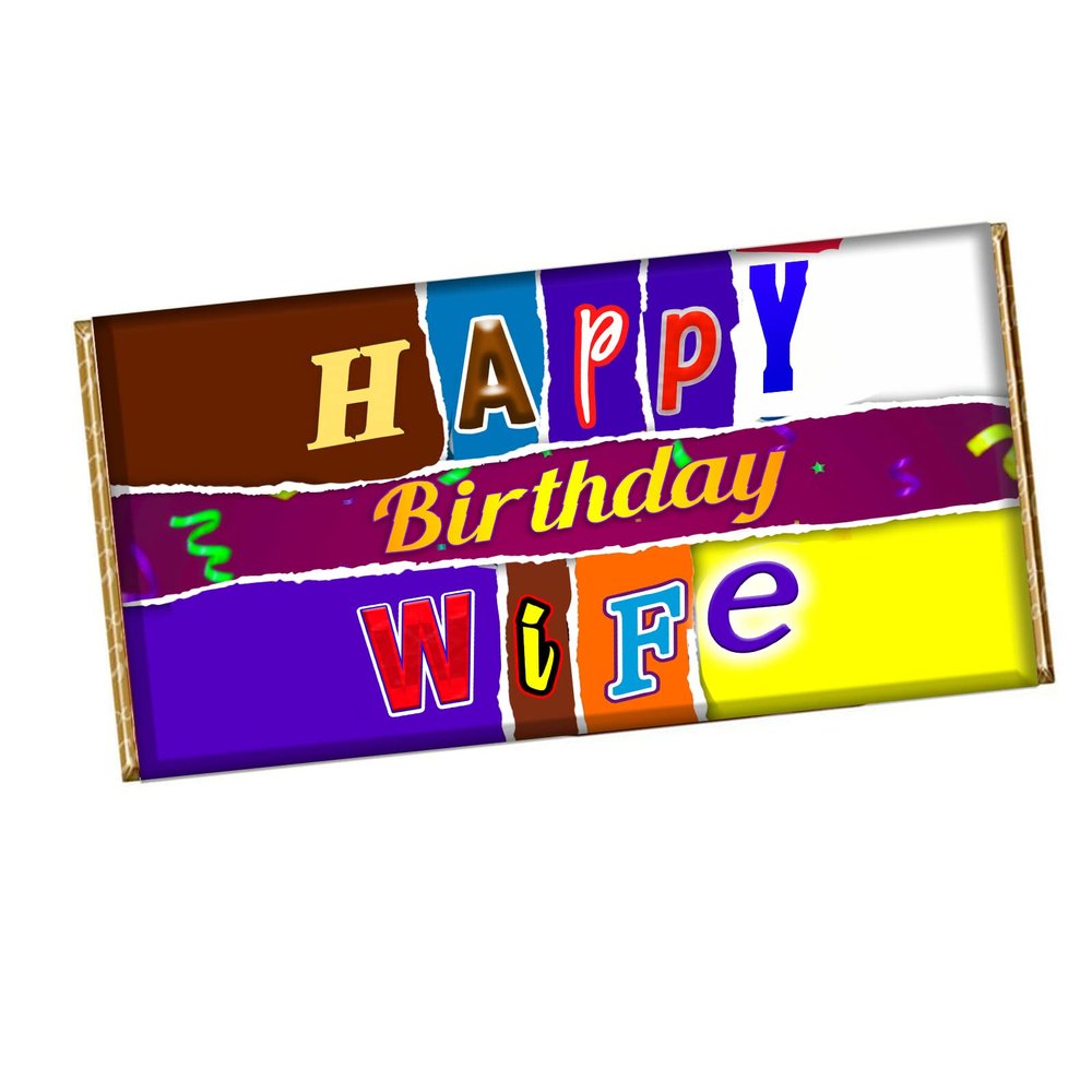 Happy Birthday Wife Chocolate Bar Wrapper Novelty Gift Present For Partner Lover CH-556 (without chocolate)