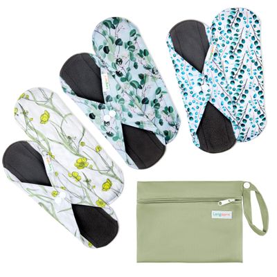 7pcs Set 1 pc Mini Wet Bag +6pcs Absorbent Reusable Sanitary Pads/Washable Cloth Menstrual Pads(Autumn,M)