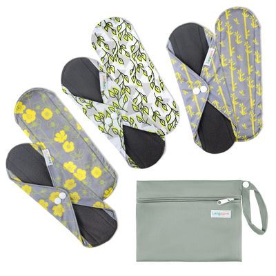 7pcs Set 1 pc Mini Wet Bag +6pcs Absorbent Reusable Sanitary Pads/Washable Cloth Menstrual PadsSpring,M