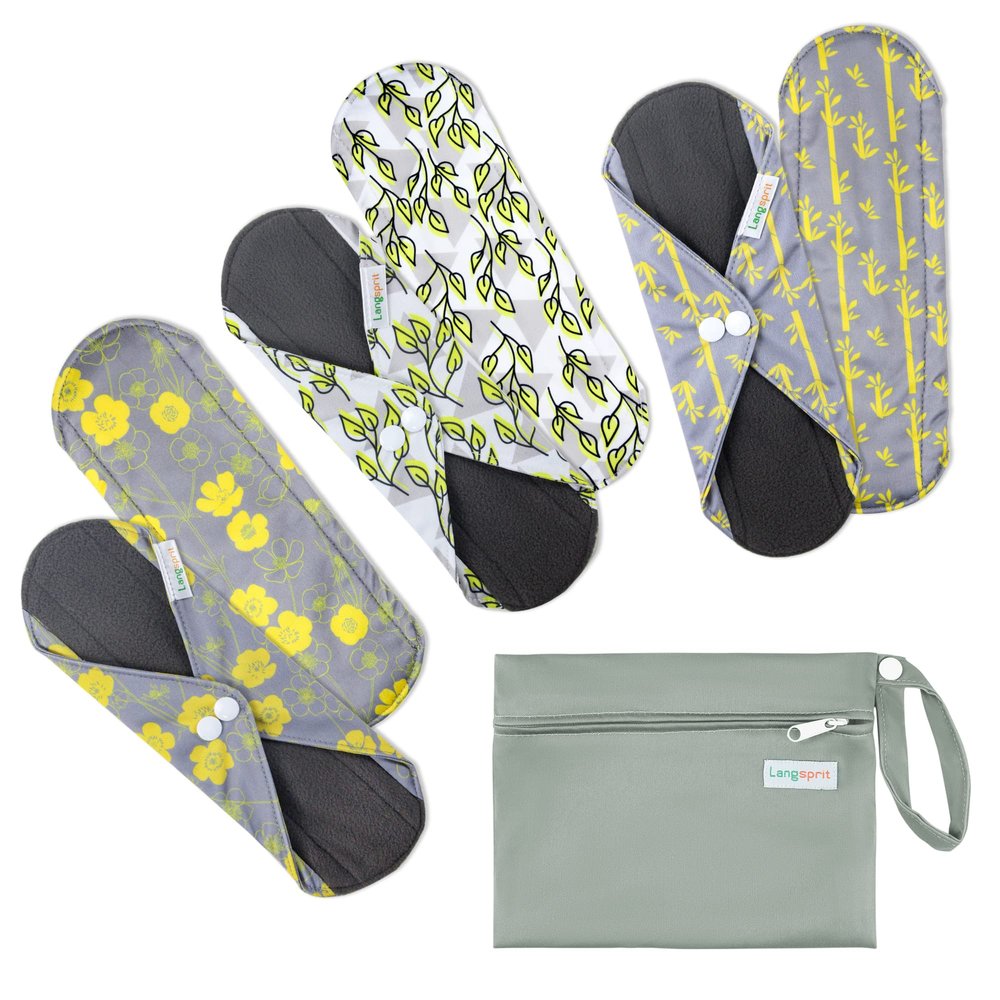7pcs Set 1 pc Mini Wet Bag +6pcs Absorbent Reusable Sanitary Pads/Washable Cloth Menstrual PadsSpring,M