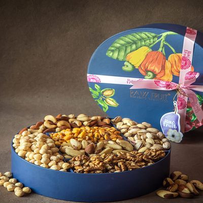 Diwali Gifts Dry Fruit Combo Pack Dry Fruits and Nuts Jumbo Round Box Contains Walnuts Pistachio Corns Brazilnut Dry Fruit Gift Pack for Family Relatives Employees Diwali Gift Hampers