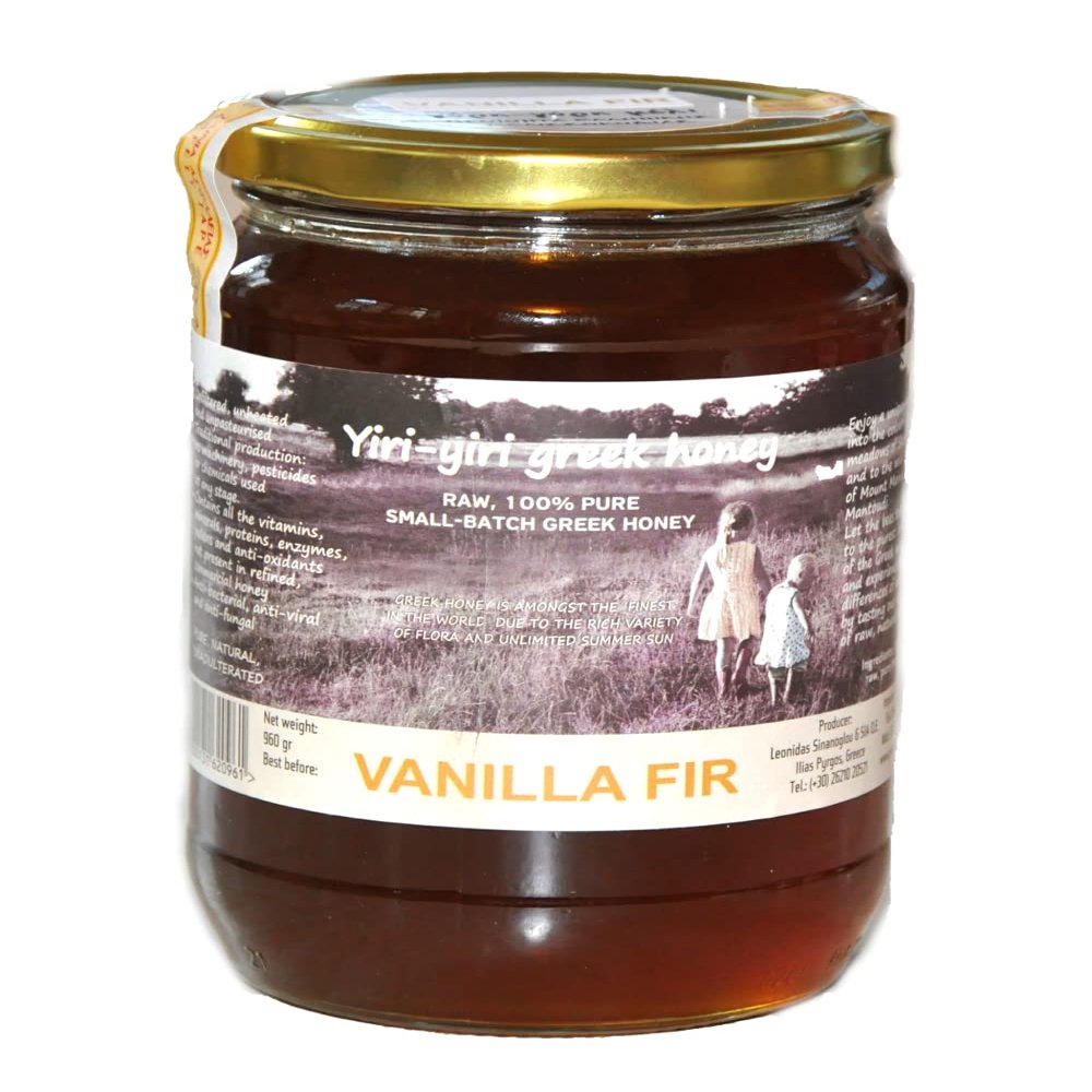 YIRI YIRI GREEK HONEY RAW GREEK HONEY 100% PURE - VANILLA FIR 960g (VANILIAS) - the rarest of Greek honeys from the black fir forest of Mainalo.