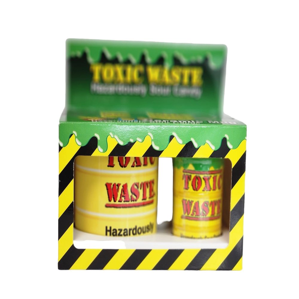 Toxic Waster Hazardously Sour Candy Ceramic Mug & Sour Candies 42g Gift Set