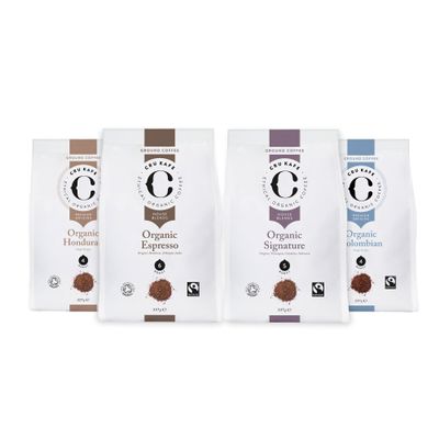 Cru Kafe Organic Ground Coffee Mixed Selection Pack Gift Set, 227g x 4 Bags
