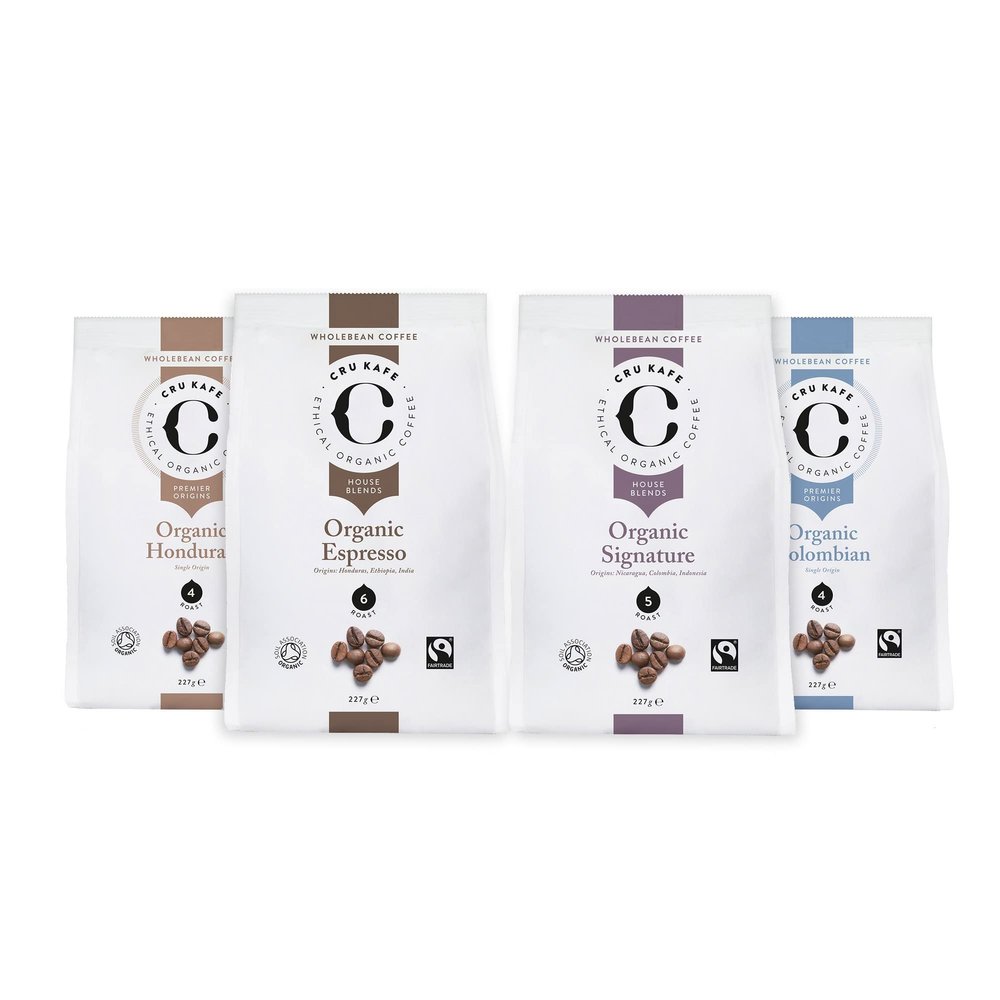 Cru Kafe Mixed Discovery Pack Gift Set, 4 x 227g Bags of Whole Bean Coffee