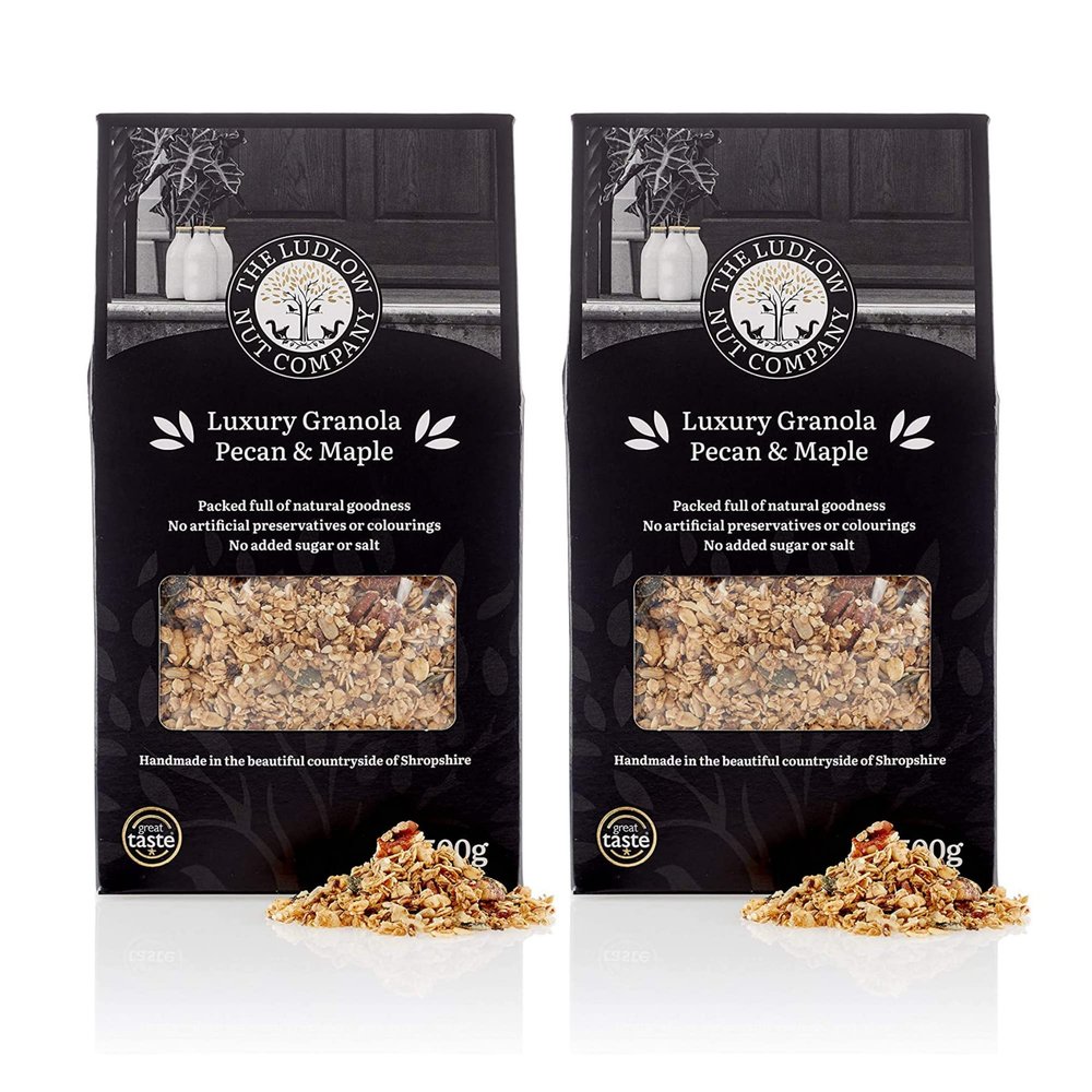 Granola Pecan & Maple by Ludlow Nut - Breakfast Cereal  Source of Vegan Protein - Contains Pecan Nuts, Oats, Seeds, Puffed Rice and Maple Syrup (2 x 450g)
