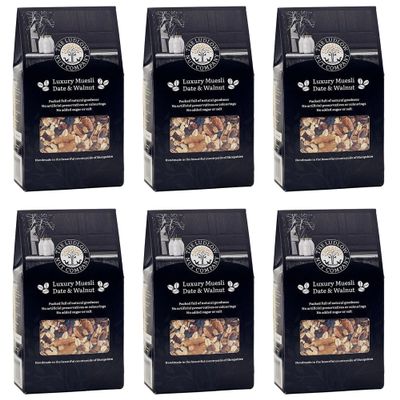 Luxury Muesli Date & Walnut 600g by Ludlow Nut - Premium Quality Breakfast Cereal - Contains Oats, Pitted Dates, Walnuts, Cashew Nuts, Bran Sticks, Almonds, Brazil Nuts, Seeds - Healthy (6 x 600g)