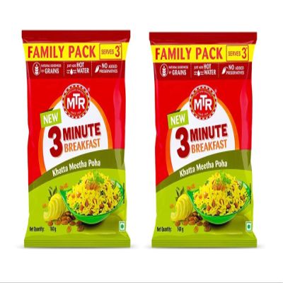 ganaric MTR Khatta Meetha poha 3 Minute Breakfast 160g (Pack of 2)  Sweet, Tangy and Spicy in Taste Flattened Rice