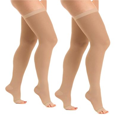 Relaxsan Antiembolism M0370A (2 Pairs - Skin, XL) Open-toe anti-embolism hold up stockings - K1-18-23 mmHg