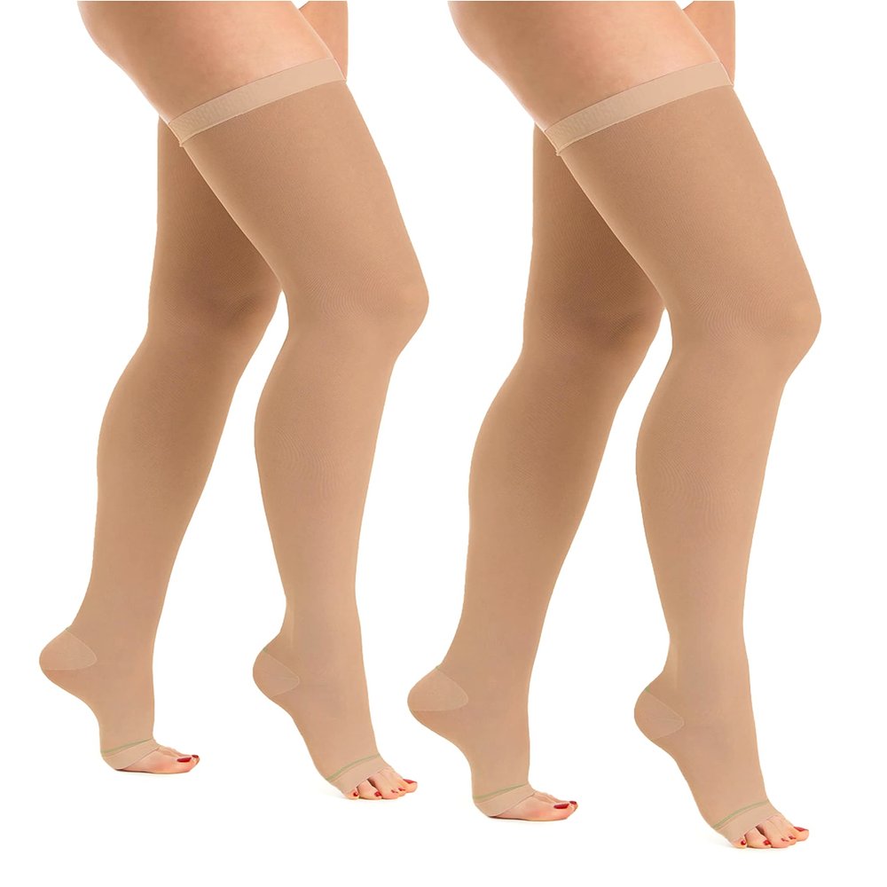 Relaxsan Antiembolism M0370A (2 Pairs - Skin, XL) Open-toe anti-embolism hold up stockings - K1-18-23 mmHg