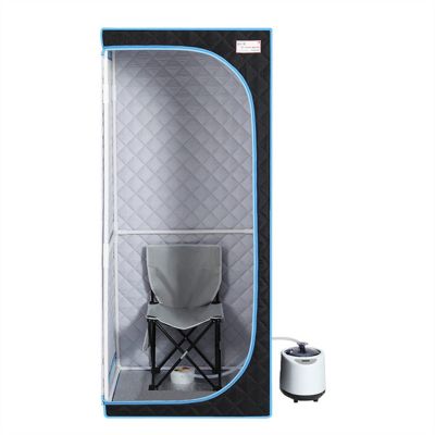 AWSAD Full Size Portable Steam Sauna Tent Personal Home Spa, with Remote Control, Foldable Chair, Timer 1,000watt Steam Generator (Color : Black)
