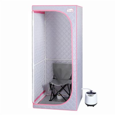 AWSAD Full Size Portable Steam Sauna Tent Personal Home Spa, with Remote Control, Foldable Chair, Timer 1,000watt Steam Generator (Color : Gray)