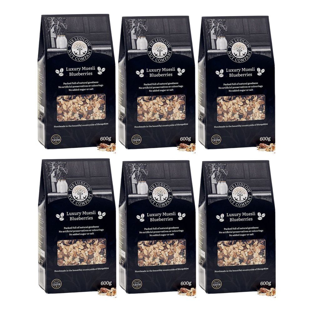 Ludlow Nut Muesli - Blueberry (600g, 2 x 600g, 6 x 600g)- Contains Moist Blueberries, Oats, Cereals and a Host of Fruit and Nuts. (6 x 600g)