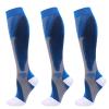 3 Pairs Compression Socks for Men & Women Circulation 15-20mmHg Knee High Compression Socks Best Support for Nurses, Athletic, Running, Cycling, Flying, Travel (Blue,L-XL) view 1
