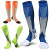 3 Pairs Compression Socks for Men & Women Circulation 15-20mmHg Knee High Compression Socks Best Support for Nurses, Athletic, Running, Cycling, Flying, Travel (Blue+orange+green,XXL) view 1