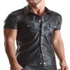 Chemise Manches Courtes Wetlook Noire Luca - Regnes - M - Black, Black, M view 1
