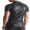 Chemise Manches Courtes Wetlook Noire Luca - Regnes - M - Black, Black, M view 2