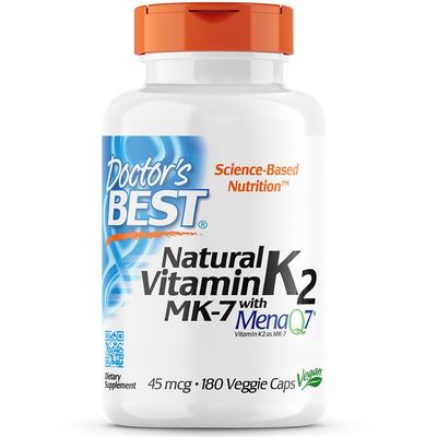 Doctor's Best, Natural Vitamin K2, MK-7 with MenaQ-7, 45 mcg, 180 Vegan Capsules, Laboratory Tested, Gluten Free, Soy Free, Vegetarian