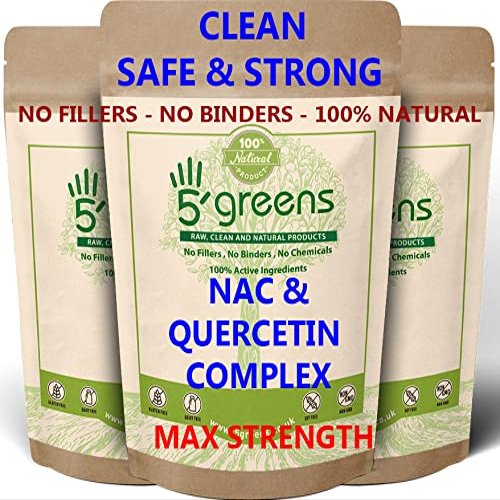 NAC N-Acetyl-Cysteine & Quercetin VIT C Complex 1600mg High Strength Per Serving 120 Vegan Friendly Capsules-, No Fillers or Binders Nac Quercetin VIT C Complex