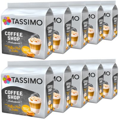 Tassimo Coffee Shop Toffee Nut Latte Coffee Pods (Pack of 10, 80 Drinks)