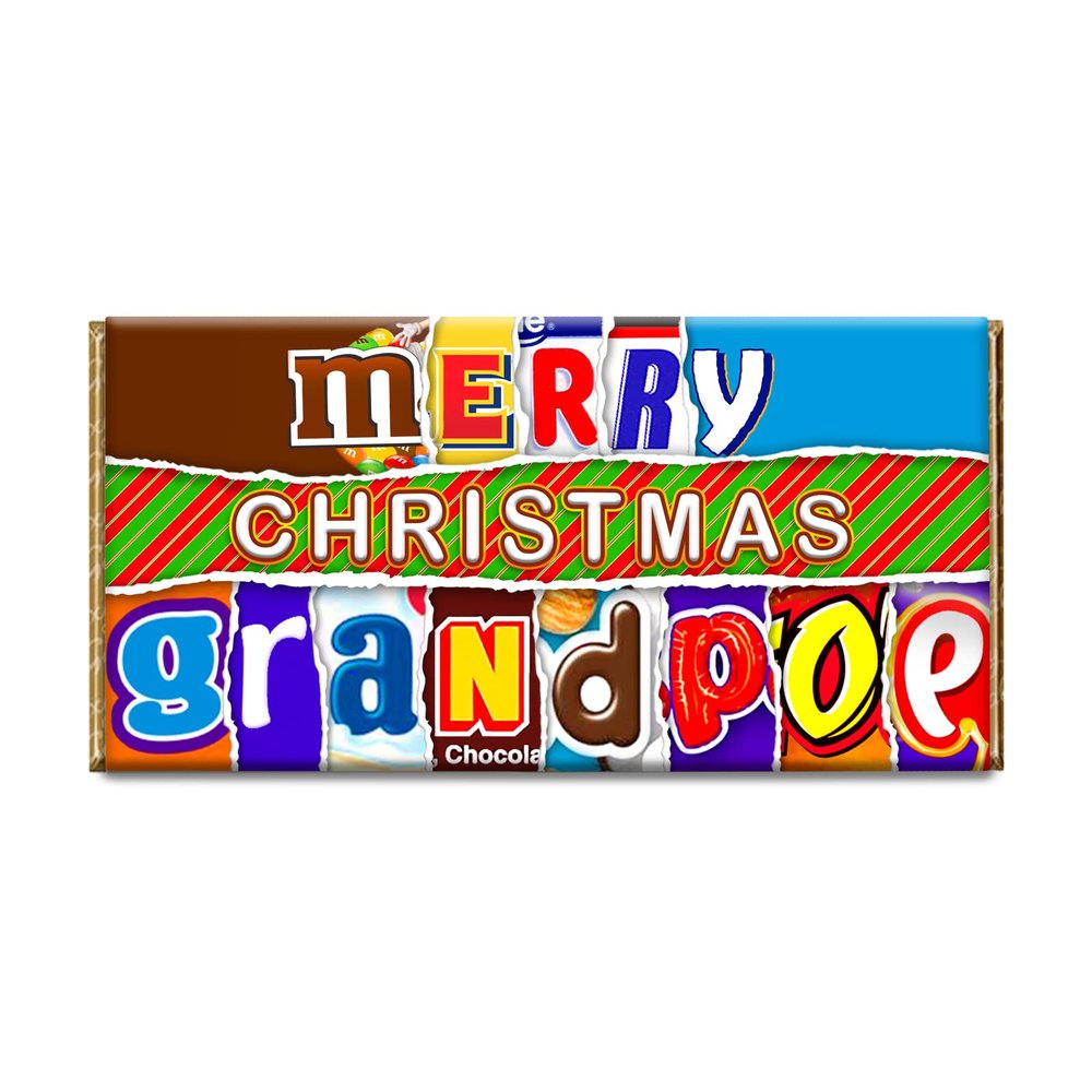 Merry Christmas Grandpop Novelty Chocolate Bar Wrapper Gift Present For Xmas #425 (with chocolate)