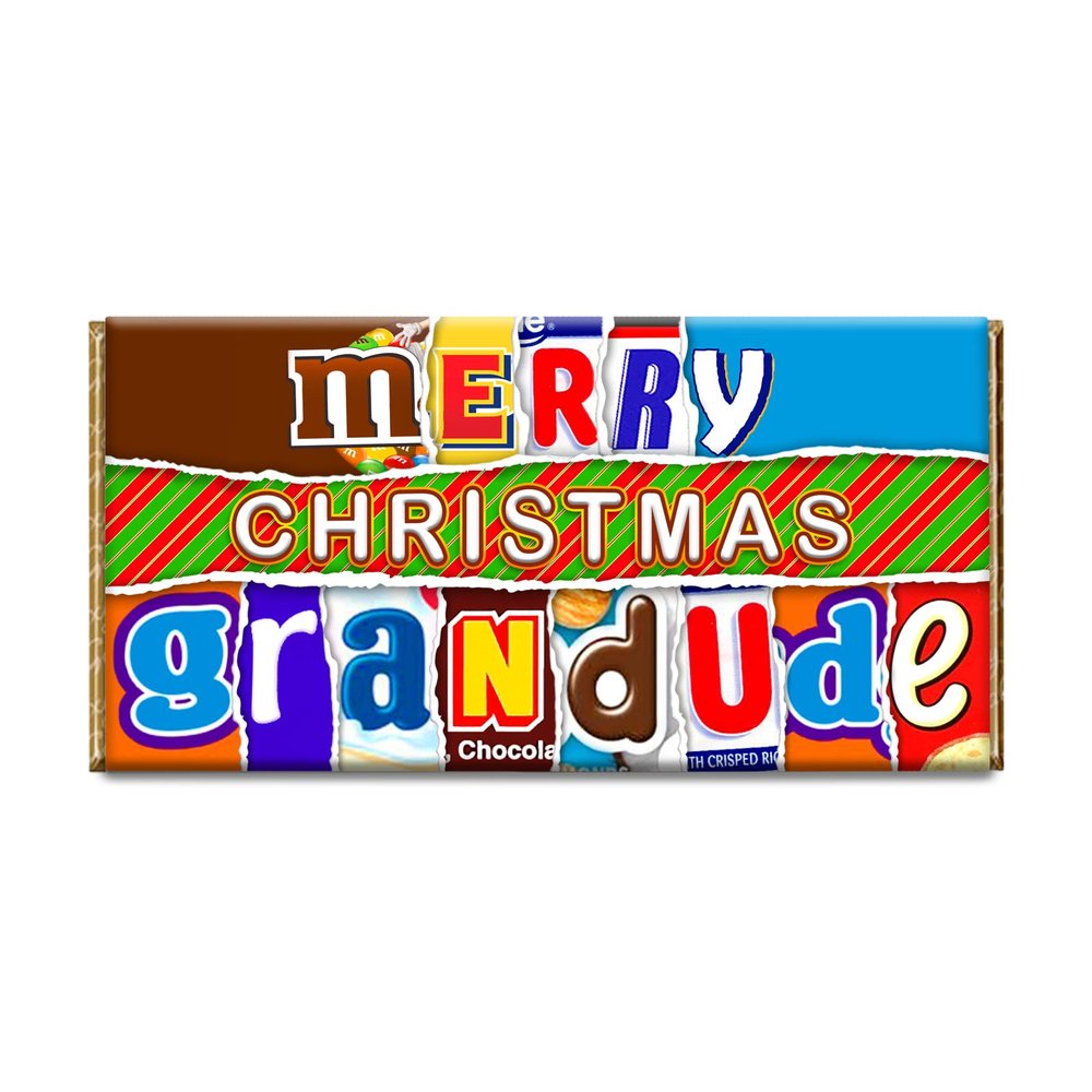 Merry Christmas Grandude Novelty Chocolate Bar Wrapper Gift Present For Xmas #427 (without chocolate)