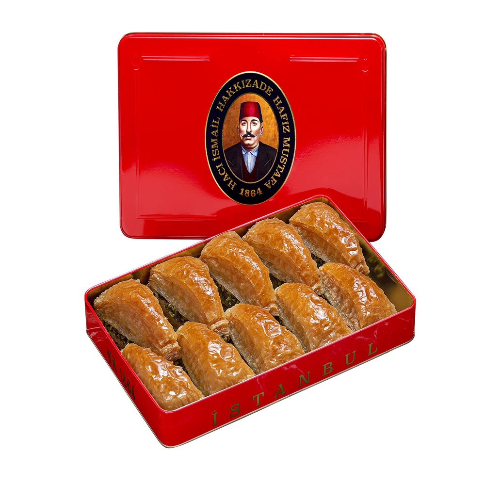 Hafiz Mustafa 1864 Istanbul Baklava Pastry Box - Baked Baklava Dessert Snacks Made from Fresh Phyllo Dough Sheets, Pistachio, Hazelnut, Walnut - Turkish Sweets