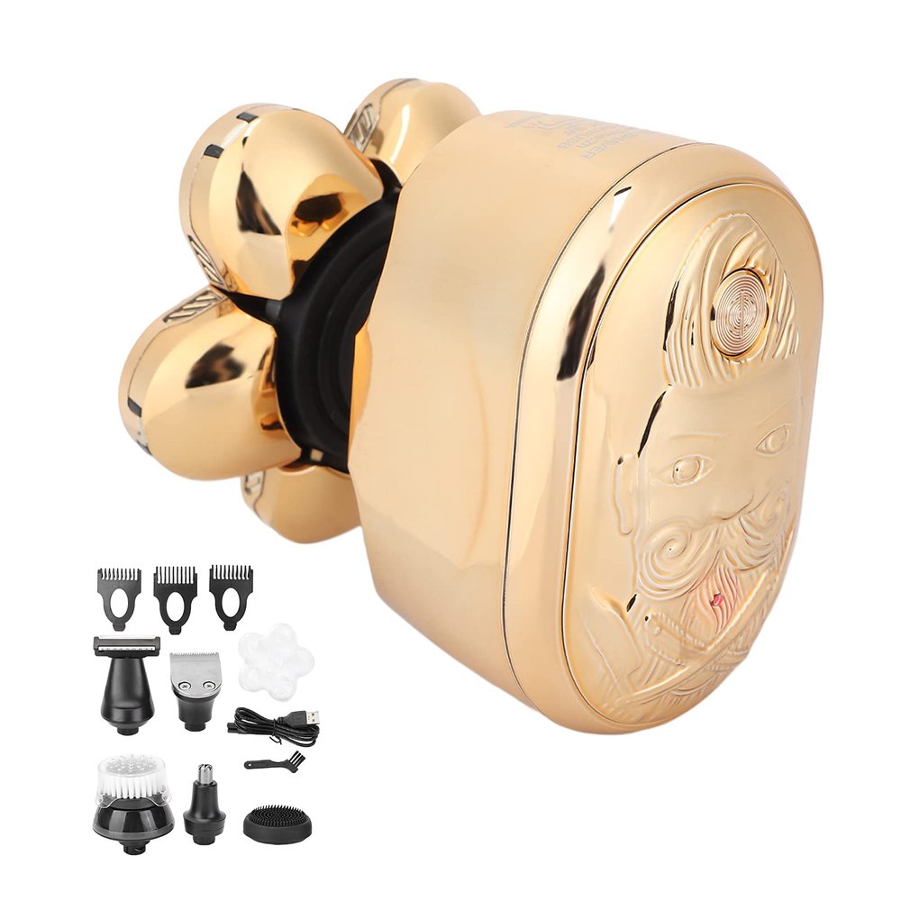 Bald Shavers, Double Ring Veneer Net Electric Shaver for Hair Beard Trimming