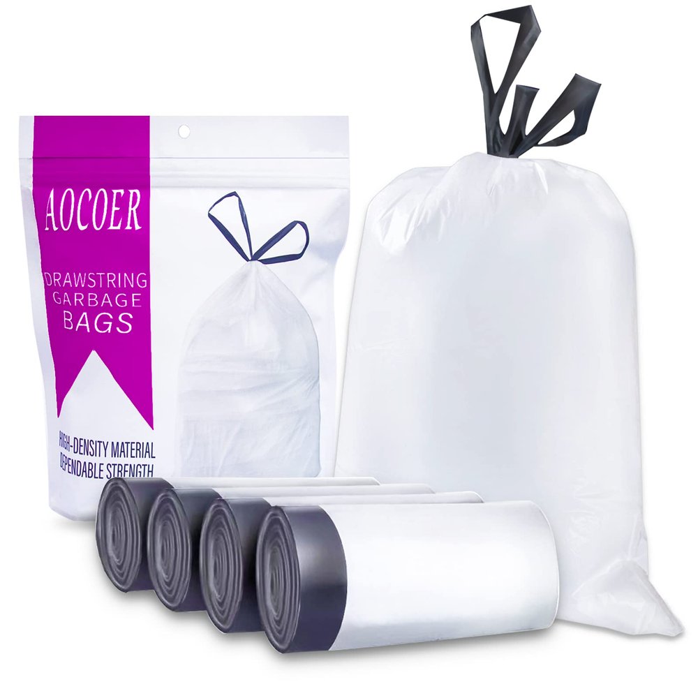 2 to 2.6 Gallon Drawstring Trash Bag, Small Garbage Bags, 72 Count