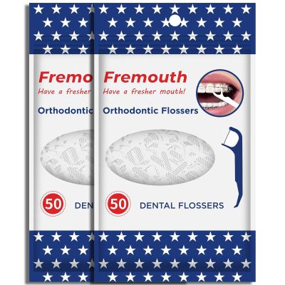 Fremouth Upgraded Orthodontic Flossers for Braces - Ortho Dental Floss Picks, 100 Count (Pack of 1)