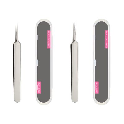 2 Pieces Precision Tweezers Needle Nose Tweezers Straight Stainless Steel Tweezers for Plucking Pimple Popper Tools (2PCS)