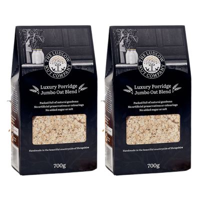 Luxury Porridge Jumbo Oat Blend (650g, 2 x 650g, 6 x 650g) by Ludlow Nut Co - Breakfast Porridge Oats - Healthy Snack - UK Grown Jumbo Oats and Rolled Oats (2 x 650g)