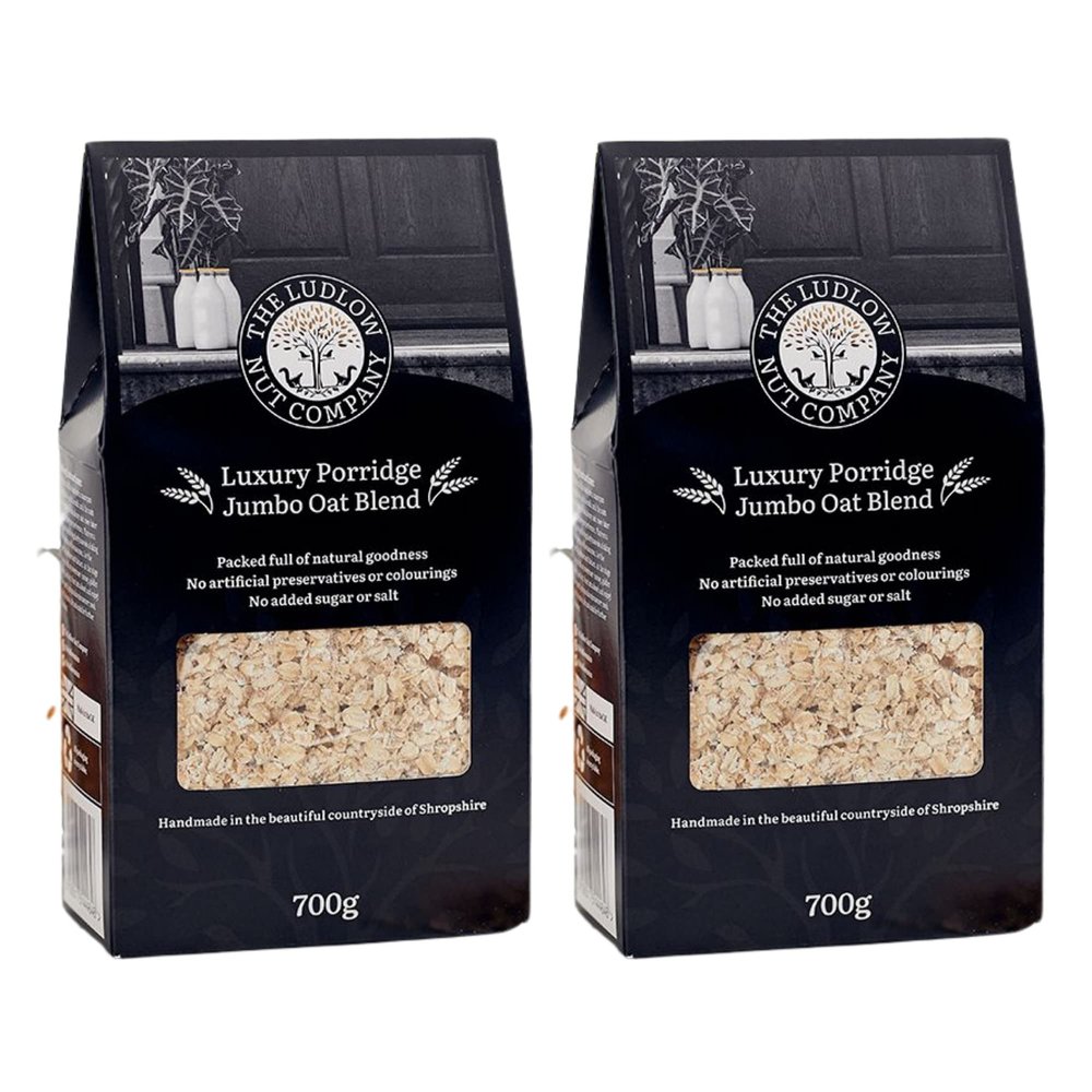 Luxury Porridge Jumbo Oat Blend (650g, 2 x 650g, 6 x 650g) by Ludlow Nut Co - Breakfast Porridge Oats - Healthy Snack - UK Grown Jumbo Oats and Rolled Oats (2 x 650g)