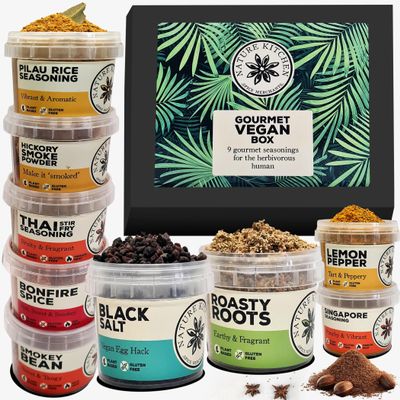 Nature Kitchen Vegan Gourmet Seasoning Mix Gift Set. 9x Gluten-Free Herbs and Spices for Cooking Pizza, Bean, Burgers, Humous, Tofu, Stir Fry Recipes and More