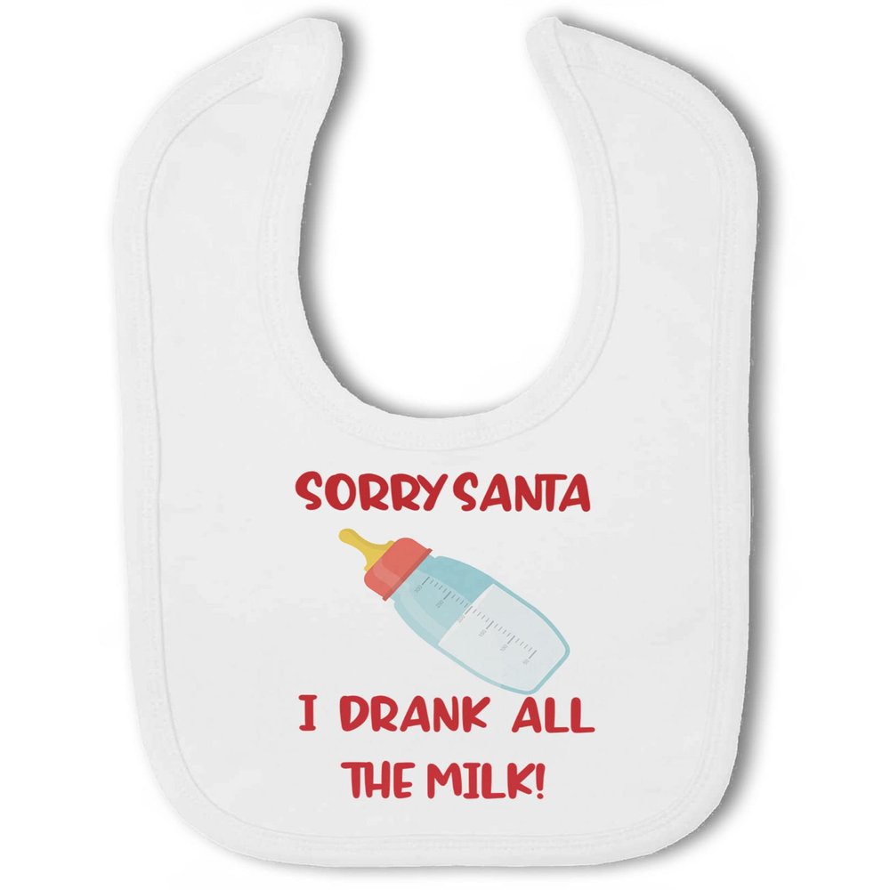 Make It Love It Sell It - Sorry Santa Drank Milk - Baby Christmas Hook & Loop Bib, Boy or Girl