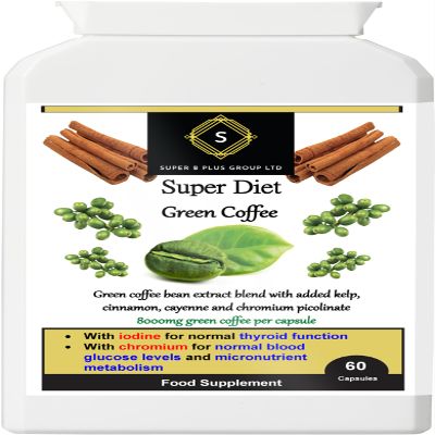 Super Diet Green Coffee Bean Extract 50% CGA - 8000mg - 60 Vegan Capsules - Fitness & Energy - Super B Plus Group Ltd