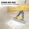 Nolopau Sponge Mop, Self Squeeze, Stainless Steel Handle, 3 PVA Absorbent Mop Heads, Yellow, Floor, 50.3 Inch Length view 3