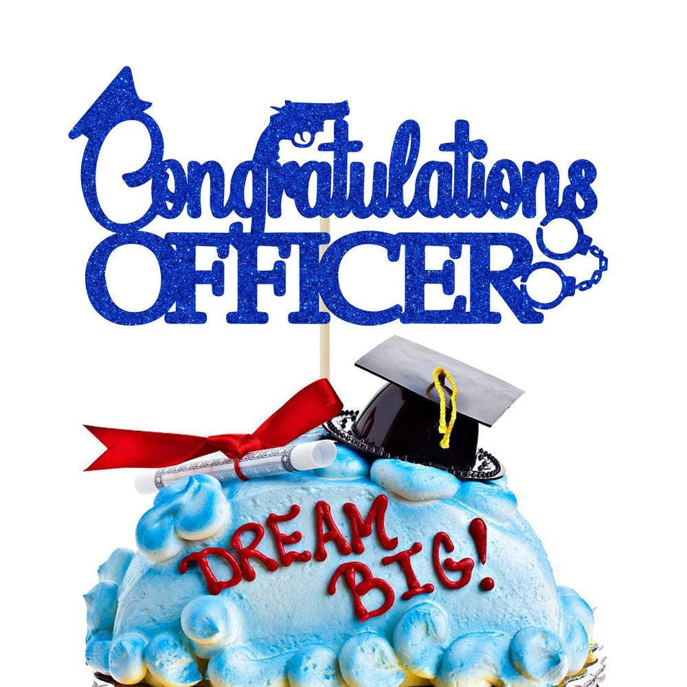 Congratulation Officer Cake Topper, Future Police Officer, Congrats Grad Decorations Blue